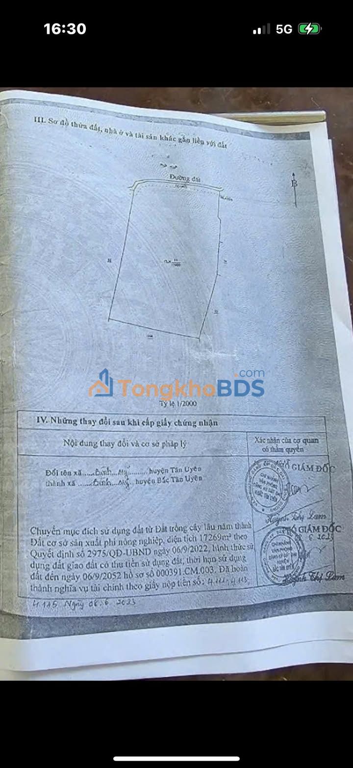 Đất SKC Bình Cơ Tân Uyên 17.800m2 48.06 tỷ - Pháp lý rõ ràng