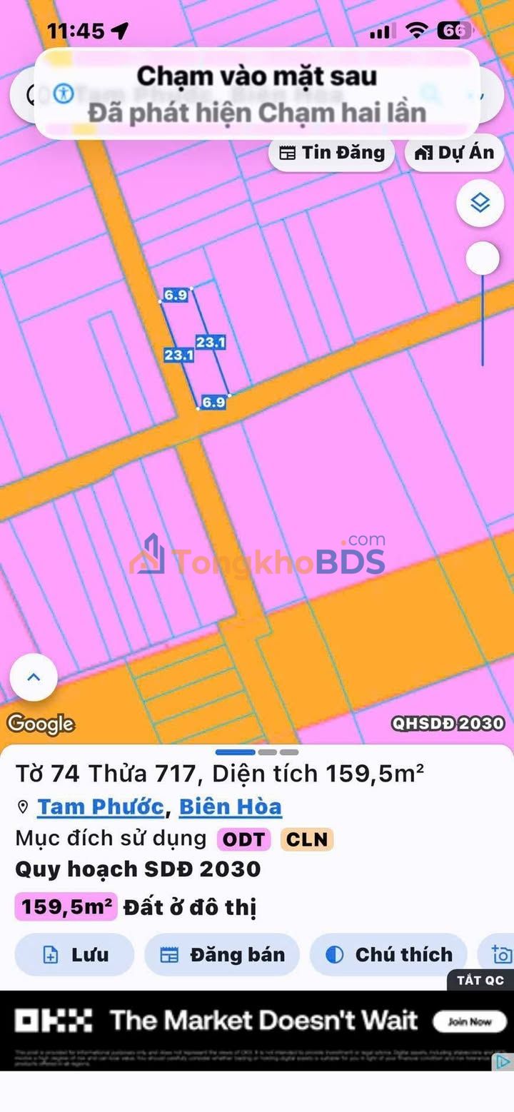 Đất nền Tam Phước Biên Hòa 161m² 2 tỷ - Đất thổ cư 100%