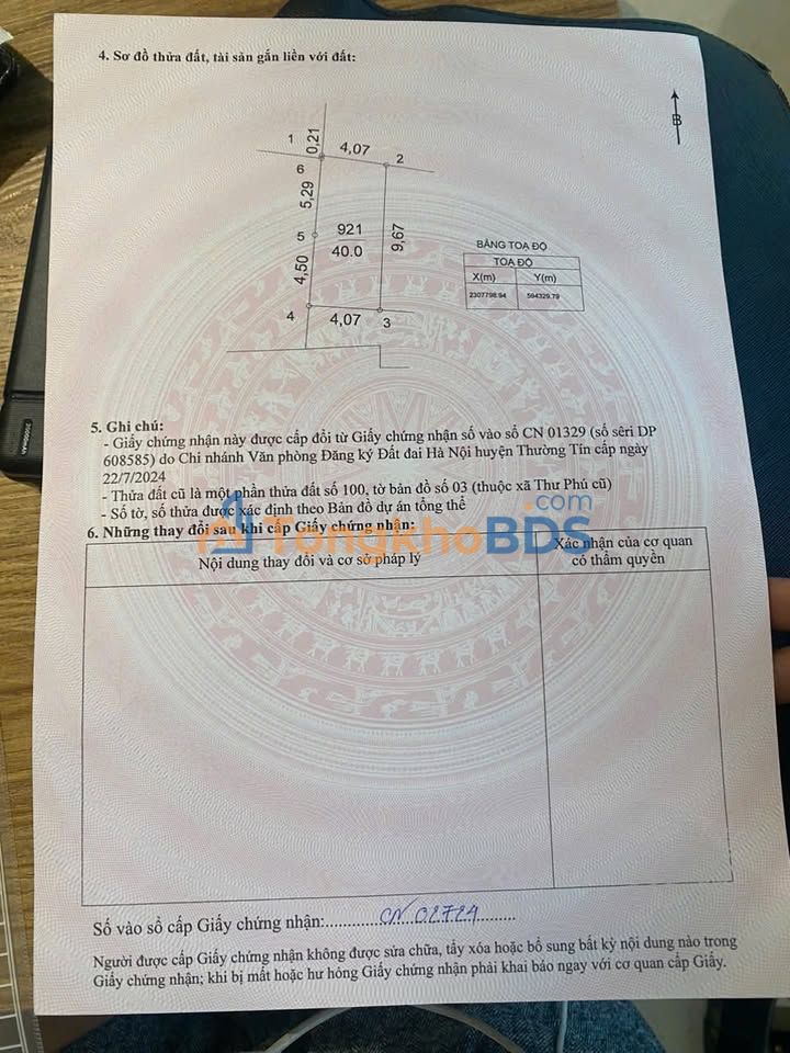 Đất nền Thư Dương Thường Tín 40m² 3.4 tỷ - Ô tô đỗ cửa