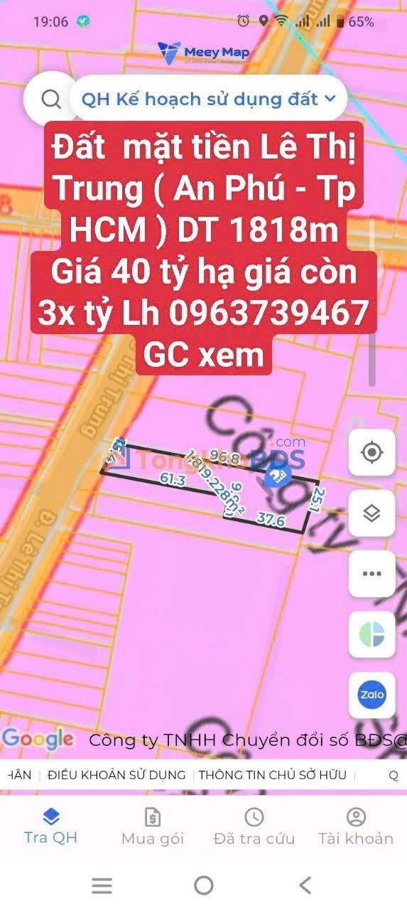 Đất mặt tiền Lê Thị Trung Tân Uyên 1819m² 3 tỷ - Đường to ô tô