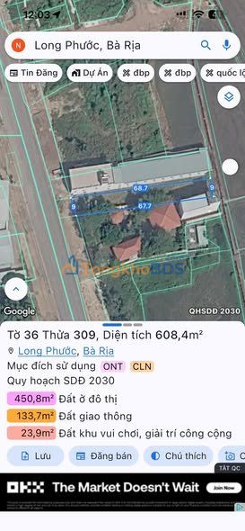 Đất Hương Lộ 2 Bà Rịa 608m² 5.8 tỷ – Đường 32m ô tô vào