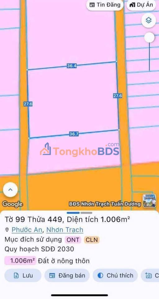 Đất nền Phước An Nhơn Trạch 1000m² 7 tỷ - Đường to ô tô