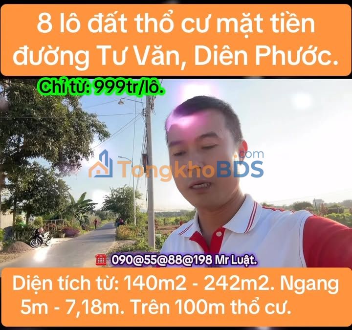 Đất nền Diên Phước Tư Văn 140-242m² 999tr - Sổ đỏ chính chủ