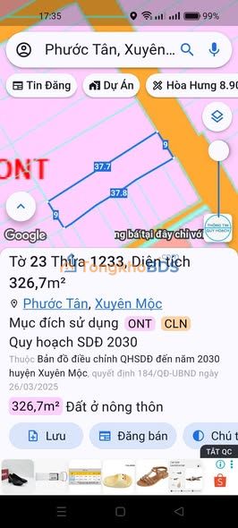 Đất nền Phước Tân Xuyên Mộc 333m²/2.7 tỷ - Đường to ô tô