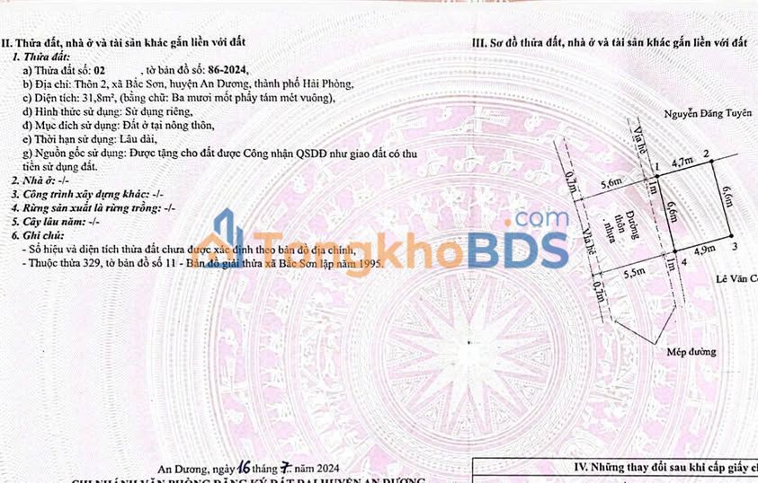 Đất nền Bắc Sơn An Dương 32m² giá 1.5 tỷ - Sổ đỏ chính chủ