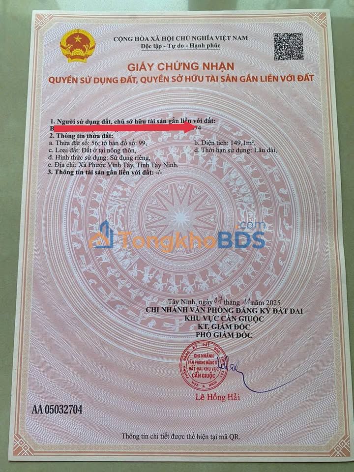 Đất thổ cư Long An 149m² 968,5 triệu - Sổ đỏ chính chủ