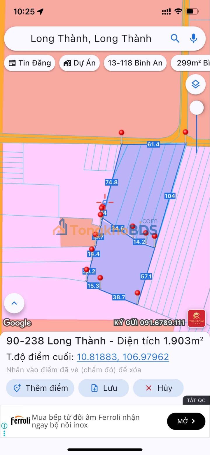 Đất nền Long Đức 3 Đồng Nai 3.024m² – Đường xe công, thổ cư rõ ràng