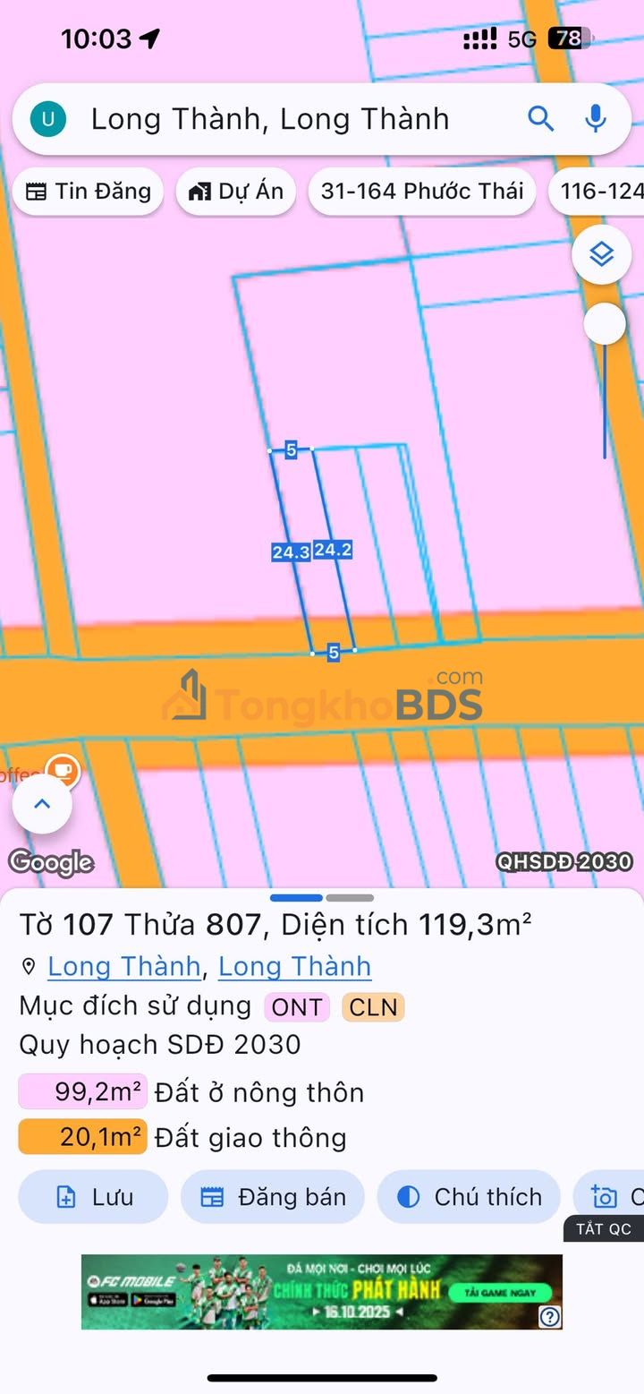 Đất nền Ấp Bưng Cơ Lộc An 120m² 3 tỷ - Sổ đỏ chính chủ