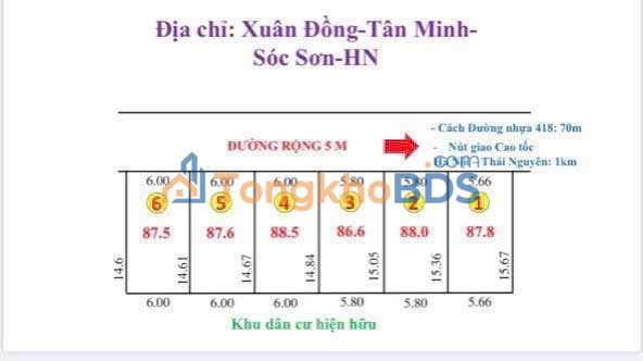 Đất nền Tân Minh Sóc Sơn 88m² - Sổ đỏ chính chủ