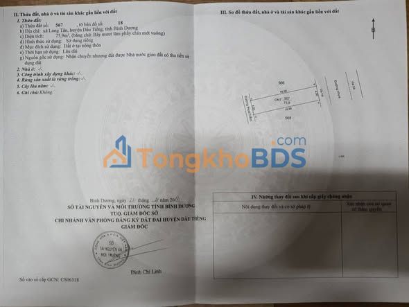 Đất nền DT749A Dầu Tiếng 76m² 1 tỷ - Đất thổ cư 100%