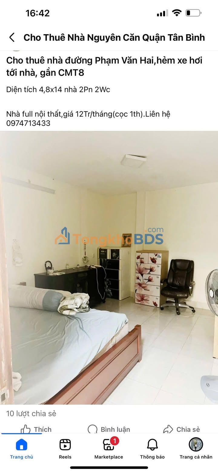 Nhà cho thuê Pham Van Hai Tan Binh 56m² 12 triệu - Sẵn sàng ở ngay