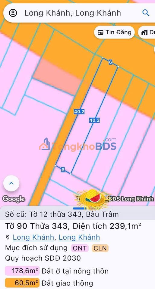 Đất nền Long Khánh 240m² 3 tỷ - Sổ đỏ chính chủ