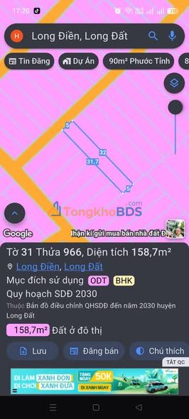 Đất nền Long Điền 175m² 1,3 tỷ - Đường ô tô rộng