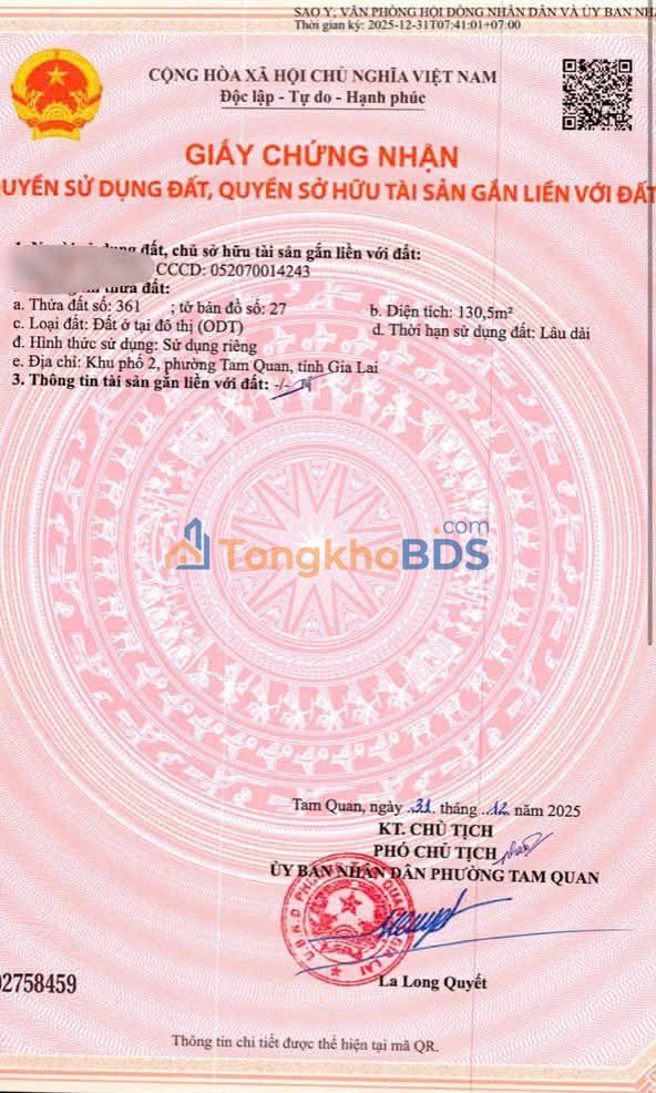 Đất nền Tam Quan 130m² 655 triệu - Sổ đỏ chính chủ