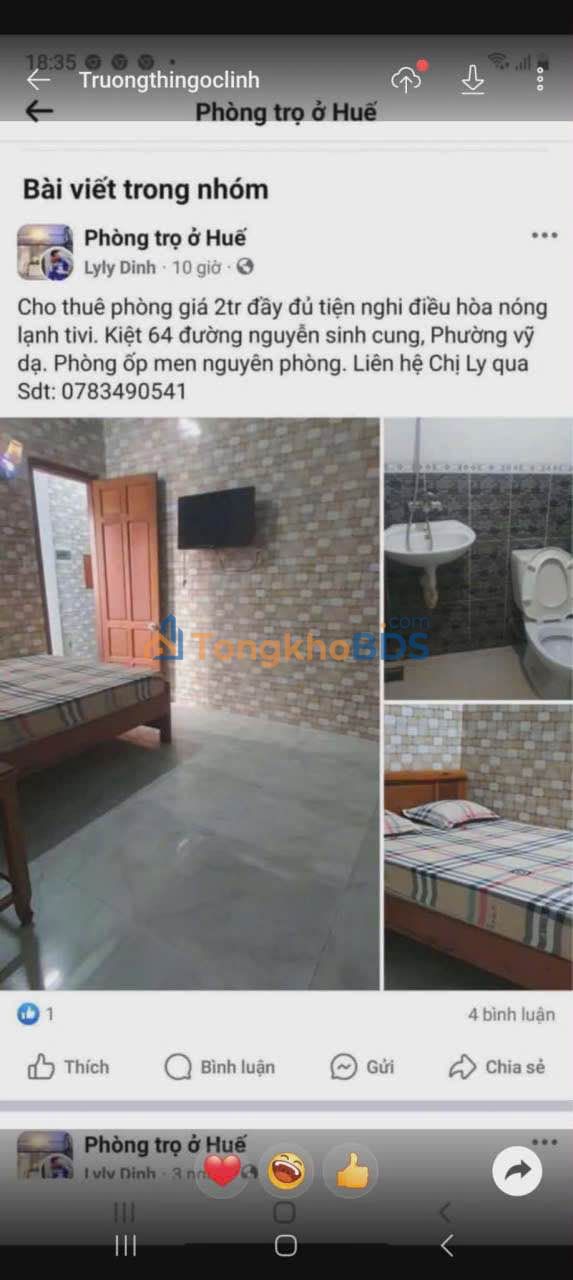 Phòng trọ Cao Xuân Dục Huế giá thỏa thuận - Sẵn sàng ở ngay