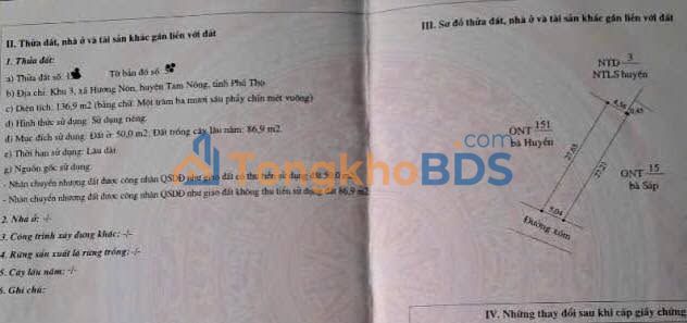 Đất nền Hương Nộn Tam Nông 137m² đầu tư sinh lời