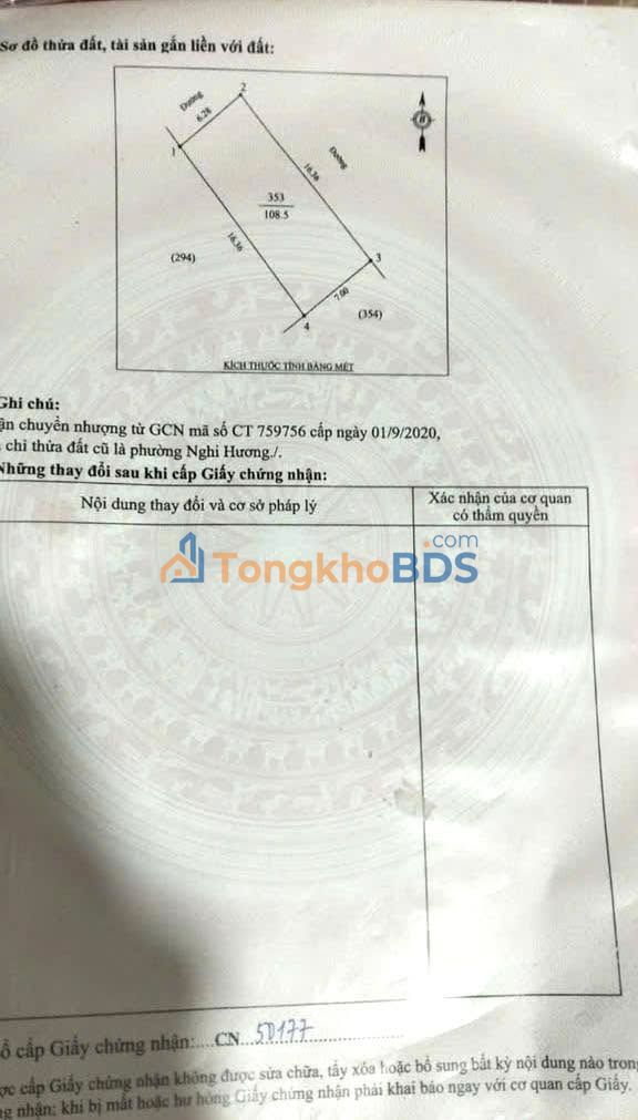 Đất Nền Phường Nghi Hương Vinh 108m² giá 1.4 tỷ – Sổ đỏ chính chủ đón sóng biển