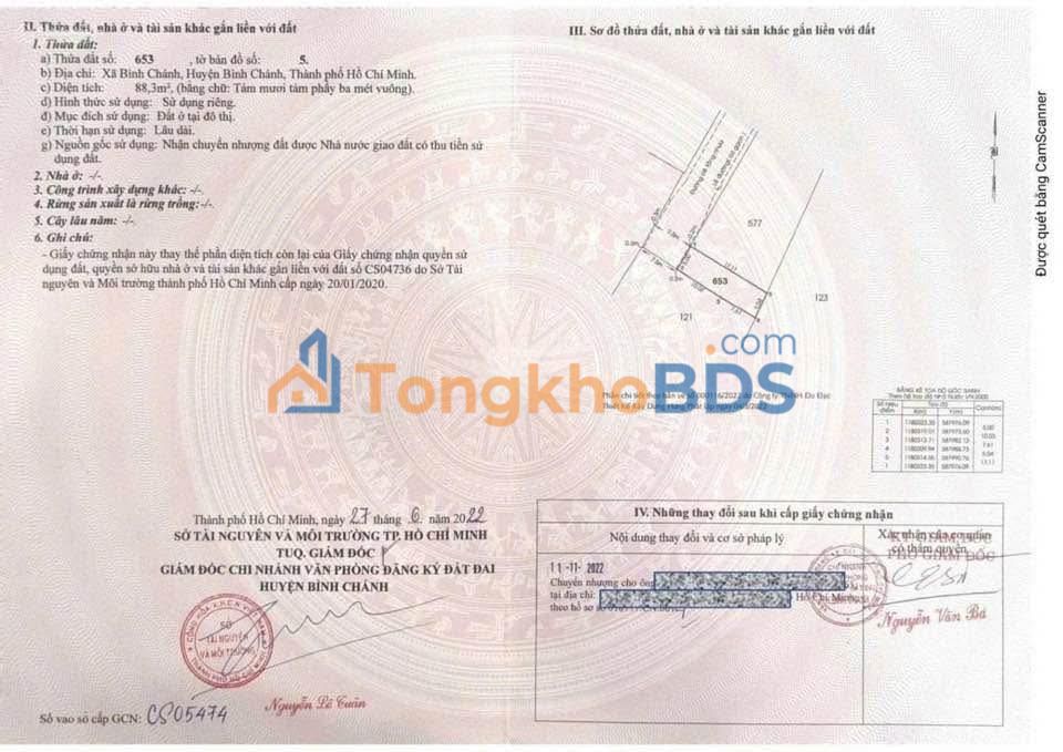 Đất thổ cư Bình Chánh 88m² 3 tỷ - Đất thổ cư 100%