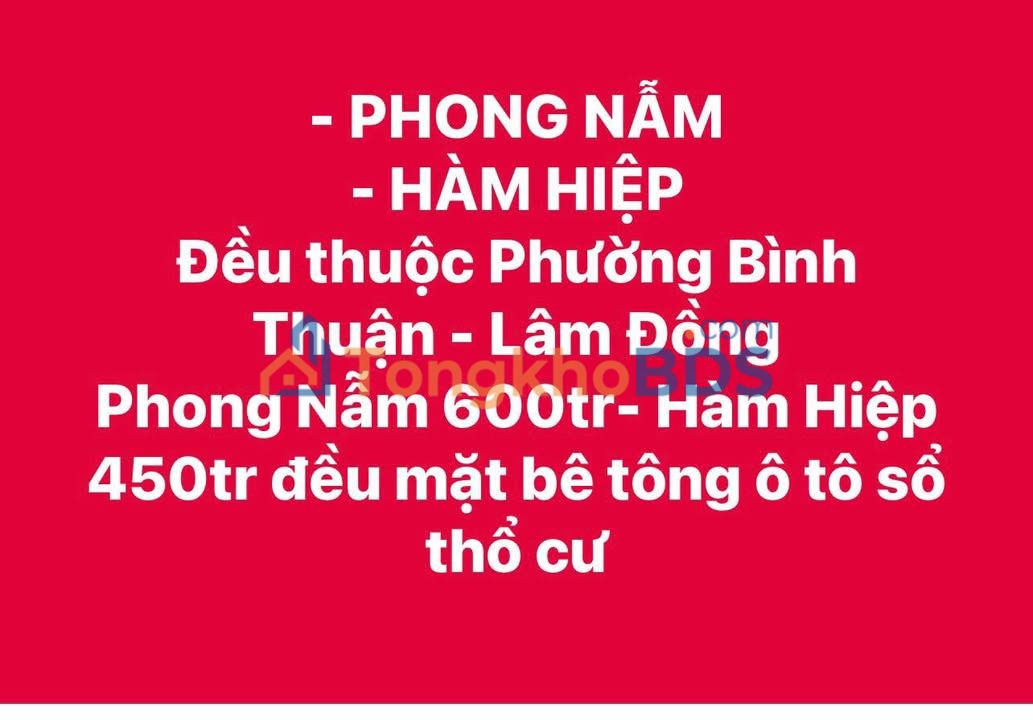 Đất nền Hàm Hiệp 100m² giá 450 triệu - Sổ thổ cư