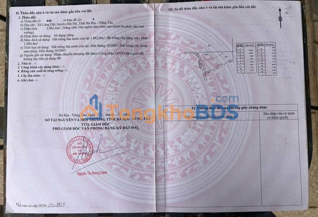 Đất nền Xã Đất Đỏ 2.900m² 3.5 tỷ - Sổ đỏ chính chủ