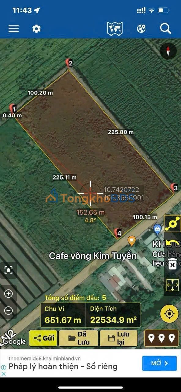 Đất QL N2 Thạnh Lợi Bến Lức 22,870m² - Đường ô tô