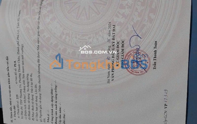 Đất nền Thanh Châu Phủ Lý 68m² 1.38 tỷ - Sổ đỏ chính chủ