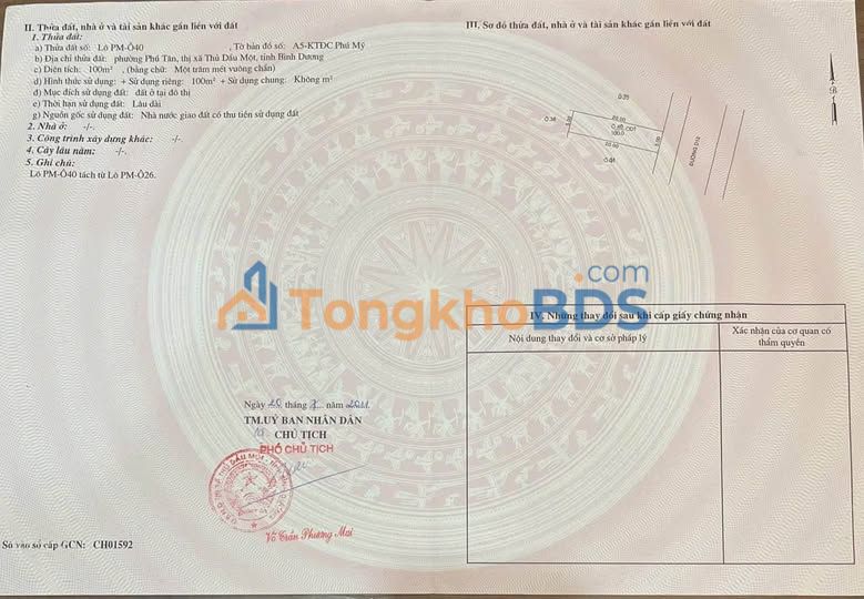 Đất nền Phú Mỹ Thủ Dầu Một 100m² 3.15 tỷ - Đường to ô tô