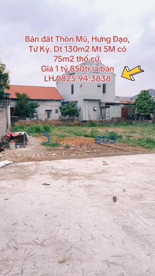 Đất thổ cư Thôn Mũ Hưng Đạo 133m² 1,85 tỷ - Sổ đỏ chính chủ