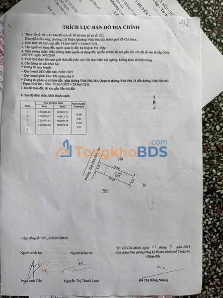 Đất nền Vĩnh Phú 38a 98m² 5.1 tỷ - Sổ đỏ chính chủ