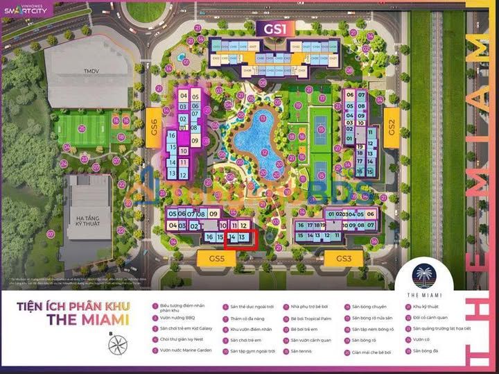 Căn hộ GS5 The Miami Tây Mỗ 63m² 5.3 tỷ - View đẹp
