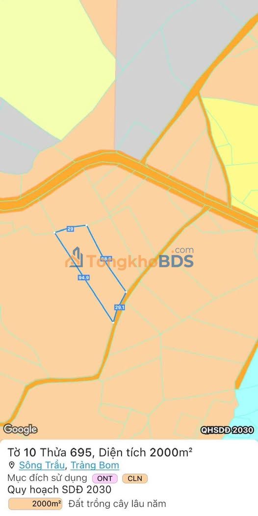 Đất nền Sông Trầu Trảng Bom 2000m² 3.4 tỷ - Đường to ô tô