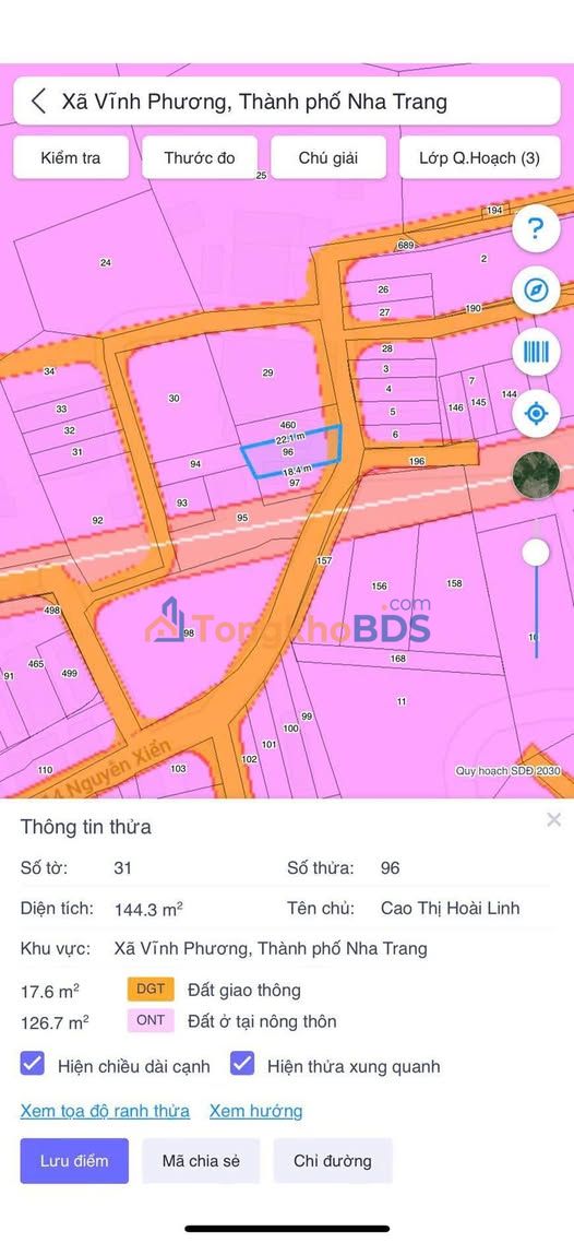 Đất Vĩnh Phương Nha Trang 127m² 1.1 tỷ - Pháp lý rõ ràng