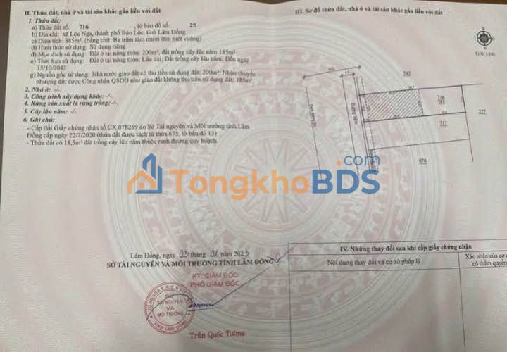 Đất nền Lộc Nga - Bảo Lộc 200m² 2.3 tỷ - Sổ đỏ chính chủ