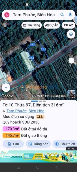 Đất nền Tam Phước Biên Hòa 315m² 2 tỷ - Sổ đỏ chính chủ