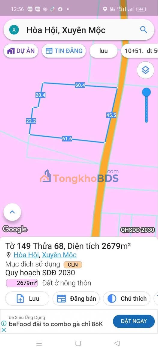 Đất nền Hòa Bình Xuyên Mộc 2679m² 3.48 tỷ - Pháp lý rõ ràng