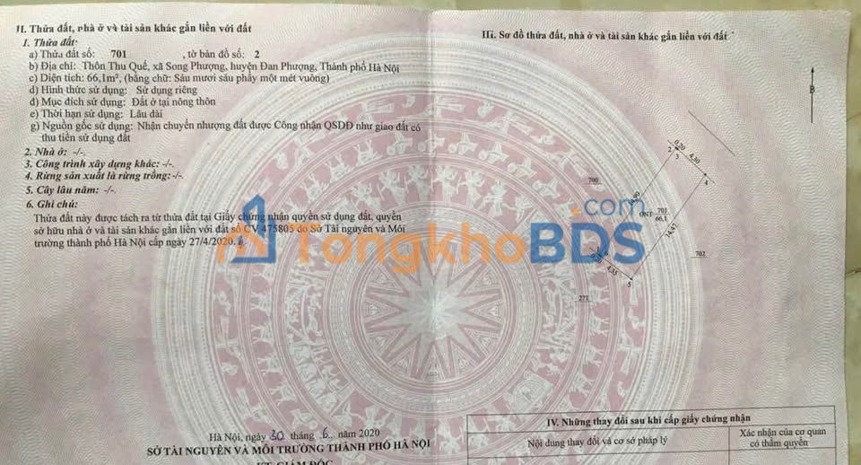 Đất nền Song Phượng 66m² thỏa thuận - Sổ đỏ chính chủ