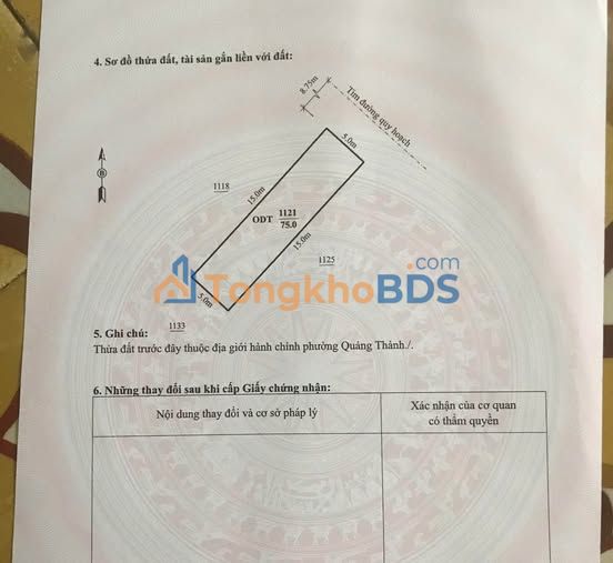 Đất Quảng Thành 75m² giá thỏa thuận - Sổ đỏ rõ