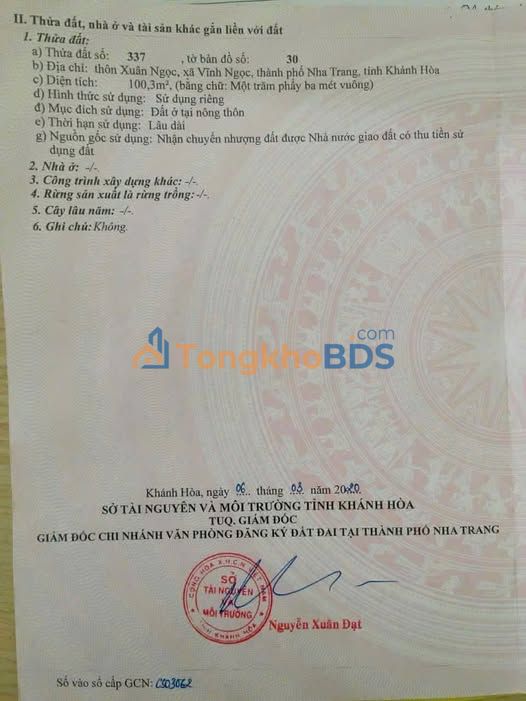 Đất Xuân Ngọc Nha Trang 100m² 1.8 tỷ - Đất thổ cư 100%