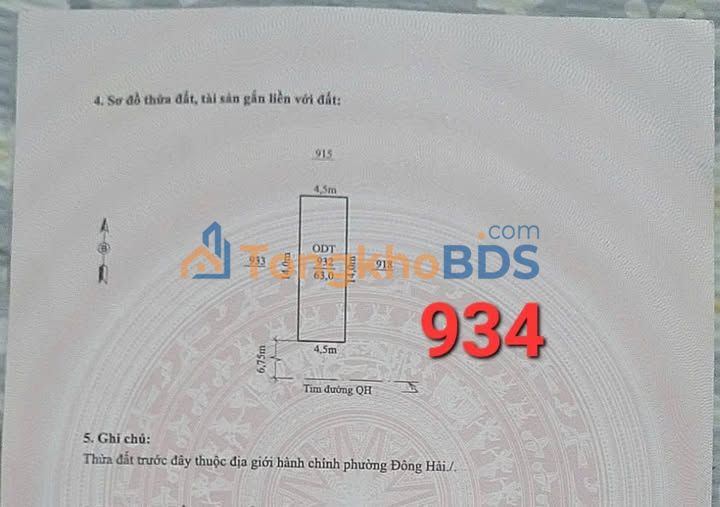 Đất nền Thanh Hóa Đông Hải 63m² - Sổ đỏ chính chủ