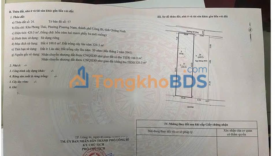 Đất nền Phương Nam, Uông Bí 420m² thỏa thuận - Đường to ô tô