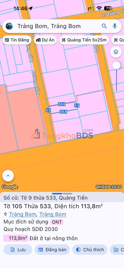 Đất nền Quảng Tiến 06 Biên Hòa 110m² 1 tỷ - Xây dựng tự do