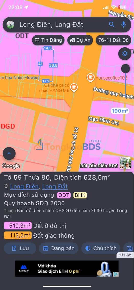 Đất nền Long Điền 697m² 1.3 tỷ - Đường to ô tô