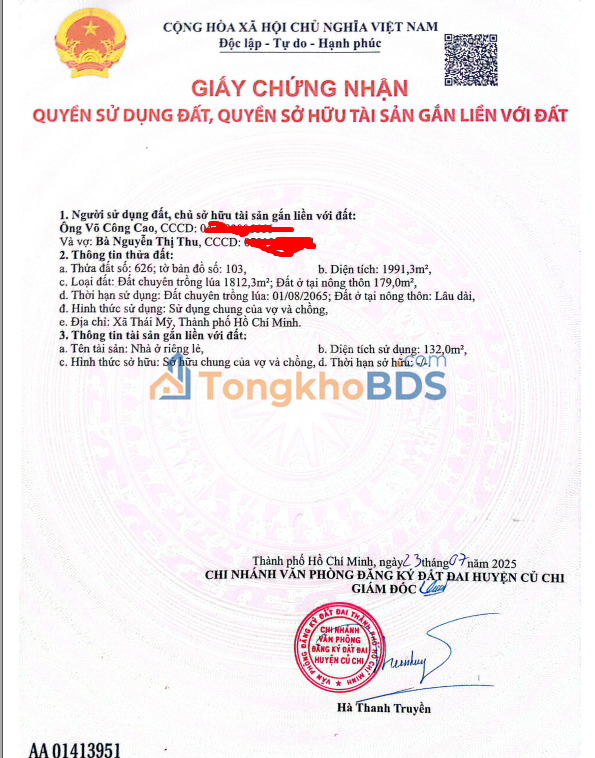 Đất nền Cây Trôm Mỹ Khánh 1.991m2 15 tỷ - Sổ đỏ chính chủ