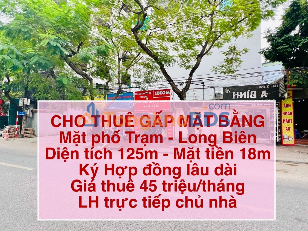 Mặt bằng Trạm Long Biên 125m² 45 triệu - Mặt tiền KD