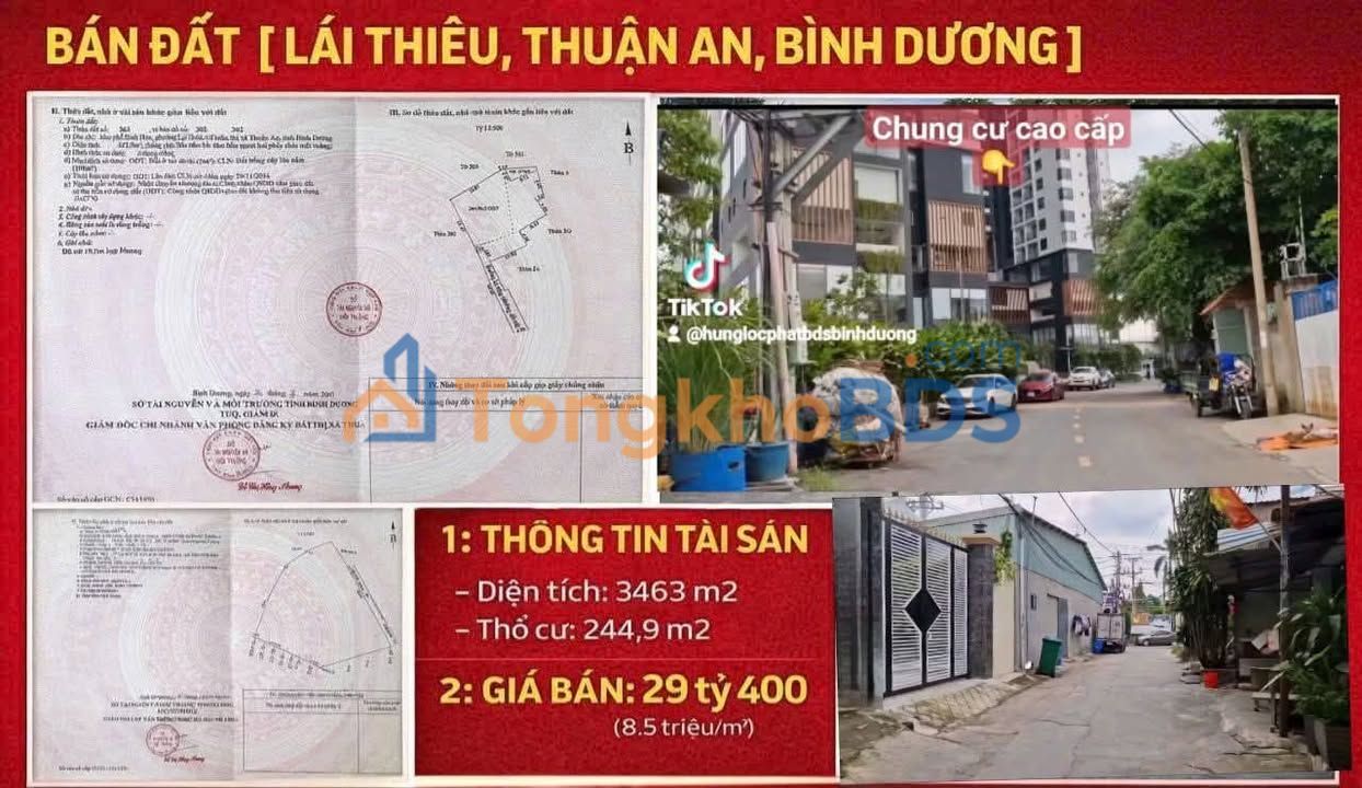 Đất Thuận An 3.463m² 29.4 tỷ - Sổ đỏ chính chủ