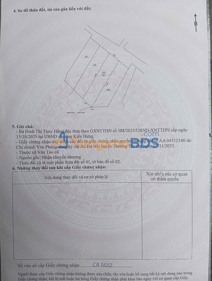 Đất nền Vân Tảo Thường Tín 100m² 3 tỷ - Tiềm năng tăng giá
