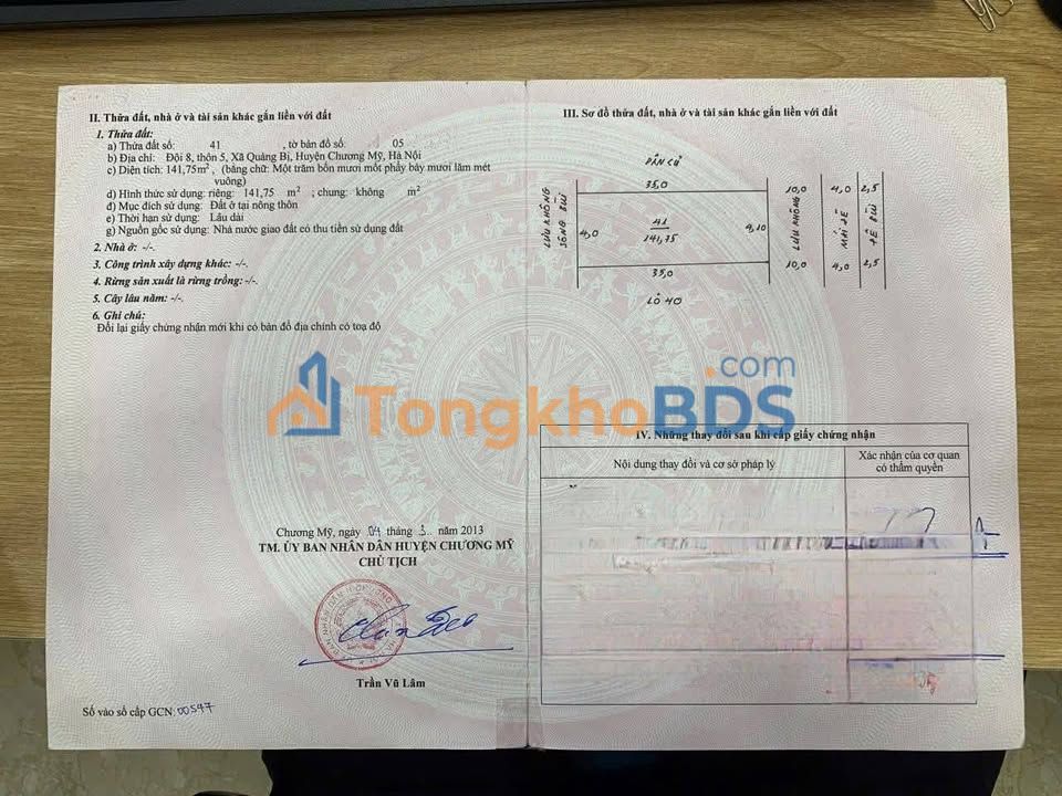 Đất dịch vụ Kiến Hưng 142m² 2,556 tỷ - Sổ đỏ chính chủ