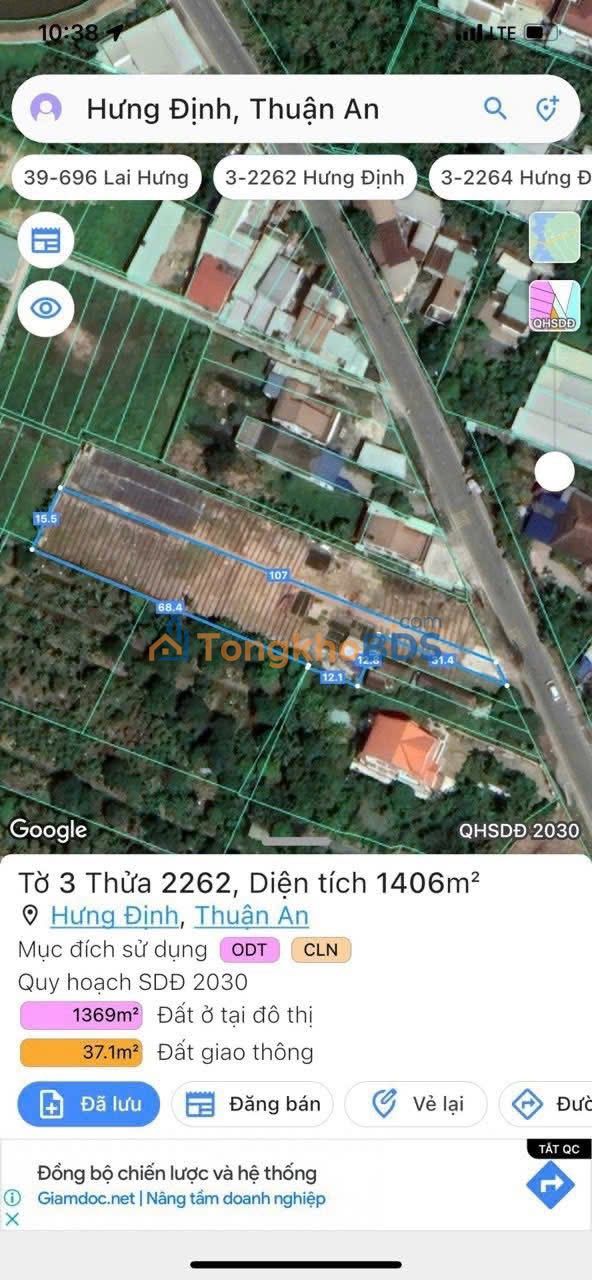 Đất nền Hưng Định Thuận An 2.250m² 45 tỷ - Sổ đỏ chính chủ