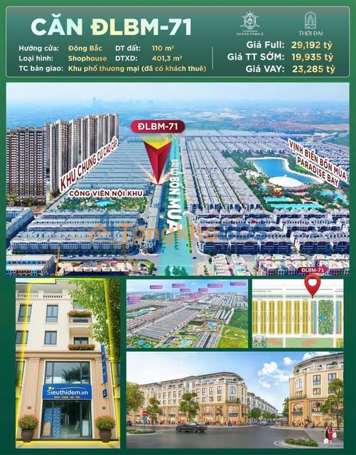 Shophouse Ocean Park 3 Gia Lam 401m² 19.9 tỷ Mặt tiền kinh doanh