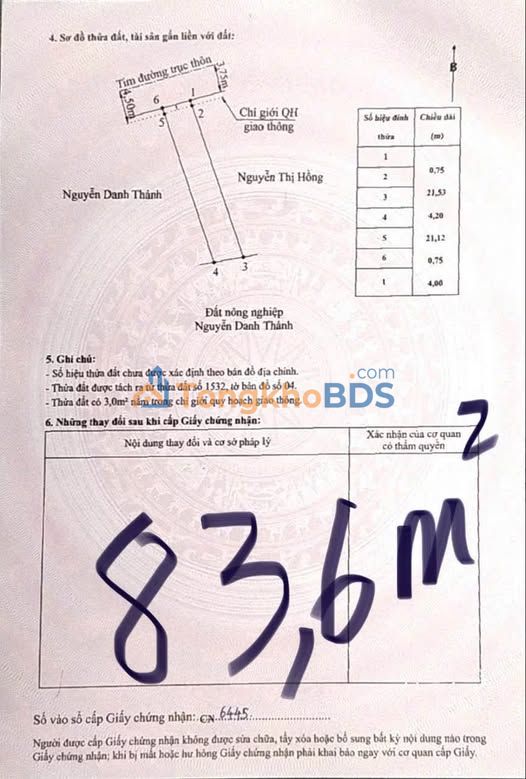 Đất thổ cư Thôn Ngũ Phúc 84m² Kiến Quốc - Sổ đỏ chính chủ